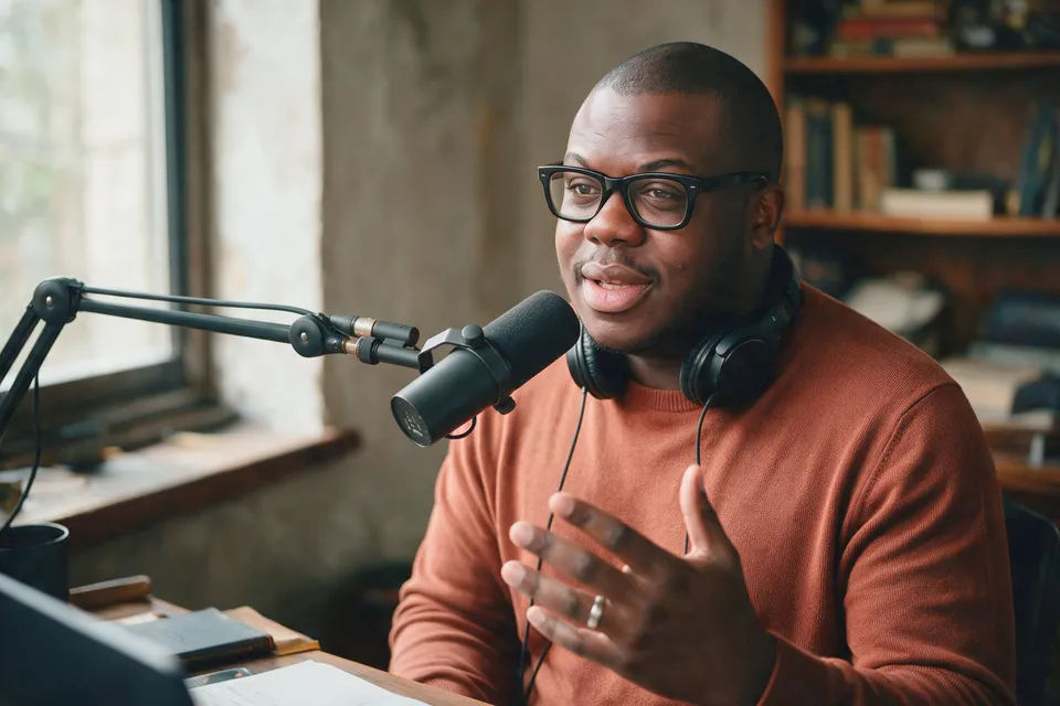 William Angora au micro du podcast Le Feu Intérieur